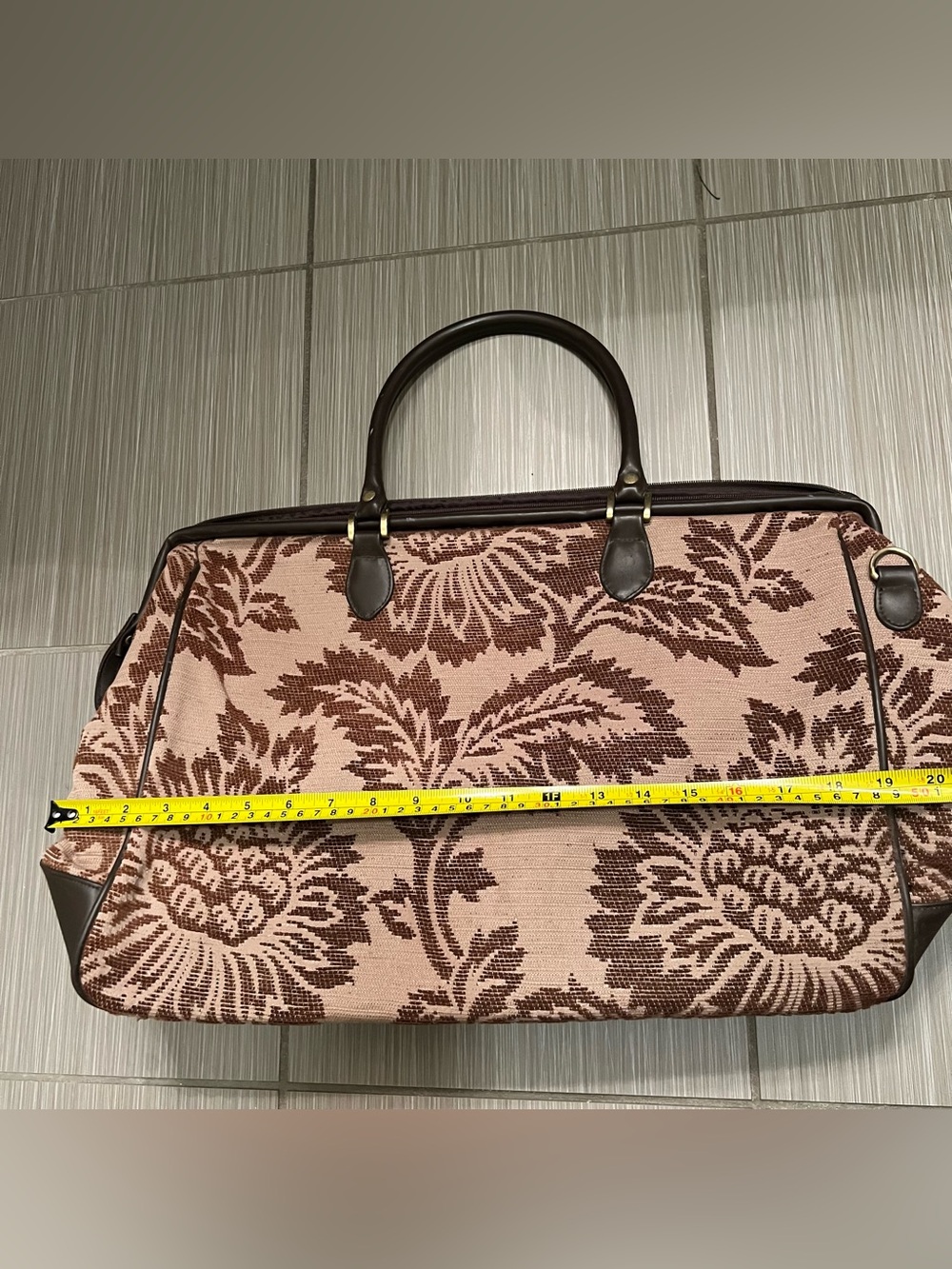 Vintage Bueno Tapestry Carpet Weekender Bag Floral flowers travel - Picture 10 of 13